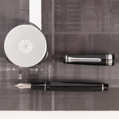 Sailor-Professional Gear Slim Black & Rhodium Fountain Pen - Preowned Resin