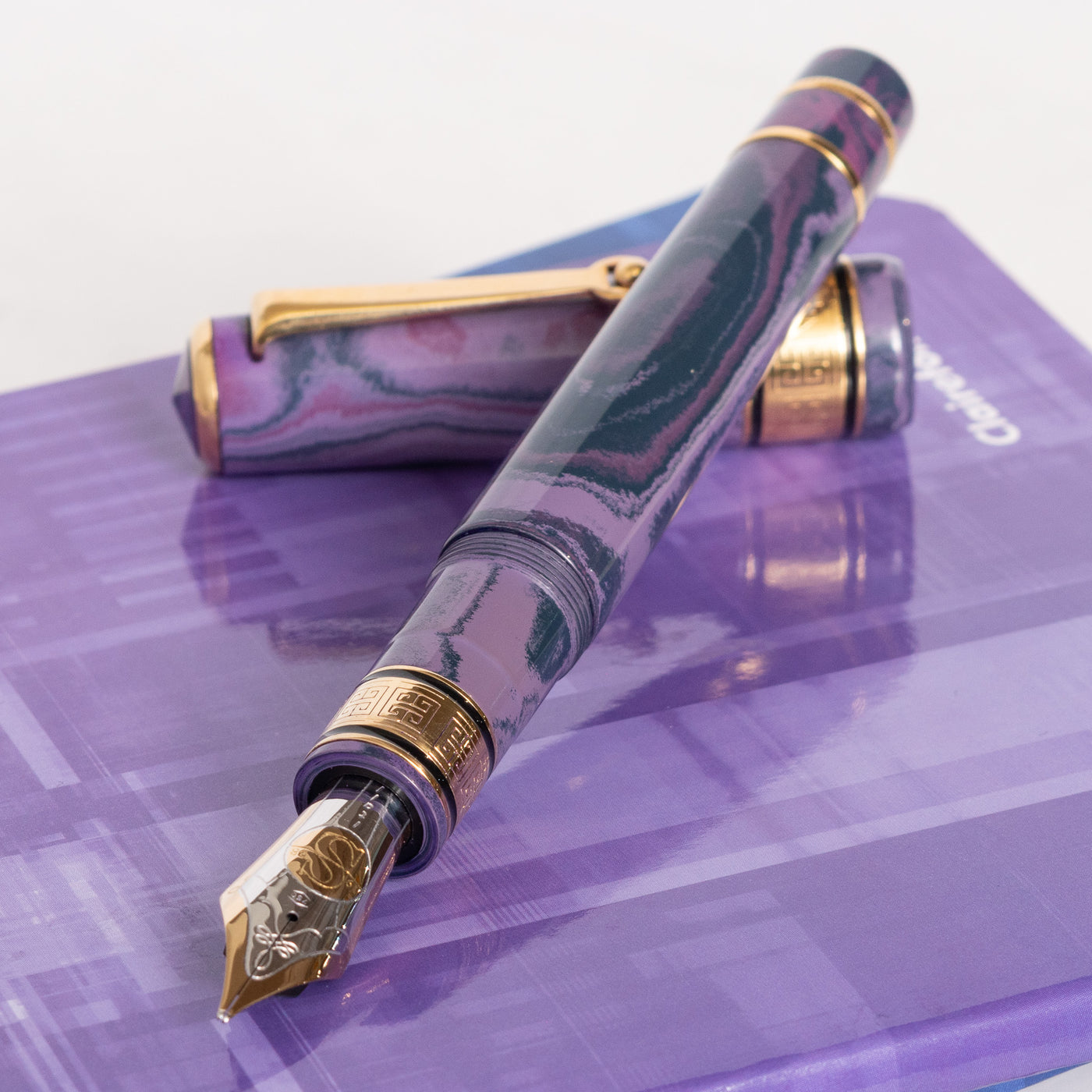 Santini Giant Lunaire Purple Ebonite Fountain Pen Uncapped