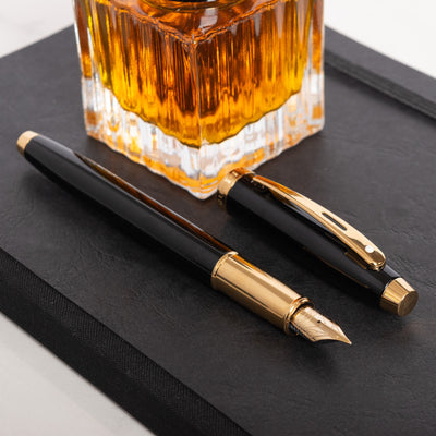 Sheaffer 100 Fountain Pen - Black with Gold Trim classy