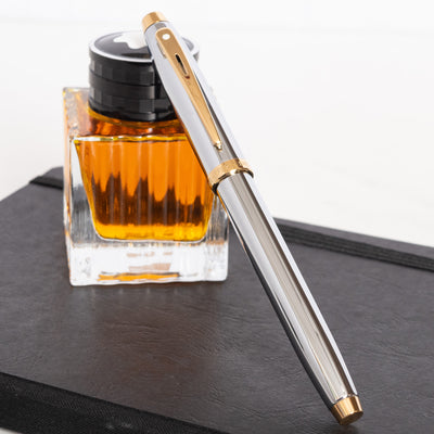 Sheaffer 100 Fountain Pen - Chrome with Gold Trim capped