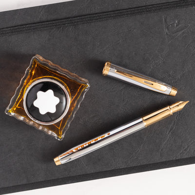 Sheaffer 100 Fountain Pen - Chrome with Gold Trim silver