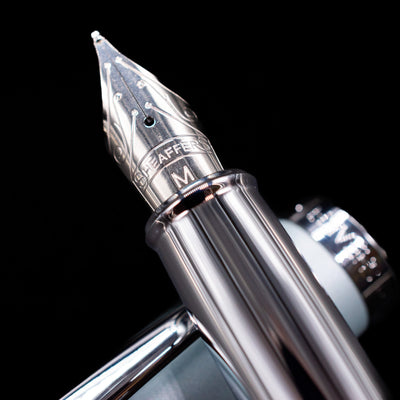 A macro shot of the nib with its intricate detailing and logo engraving for the Sheaffer 100 Fountain Pen - Expressions.