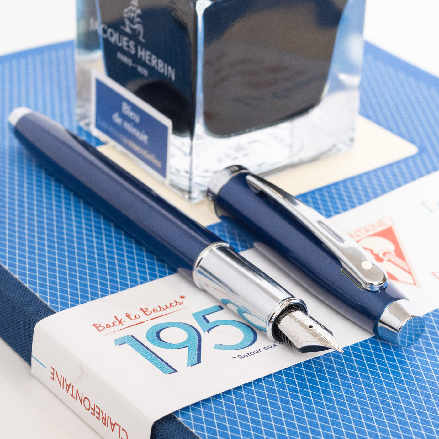 Sheaffer 100 Fountain Pen - Glossy Blue chrome trim