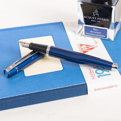 Sheaffer 300 Fountain Pen - Glossy Blue with Chrome Cap new