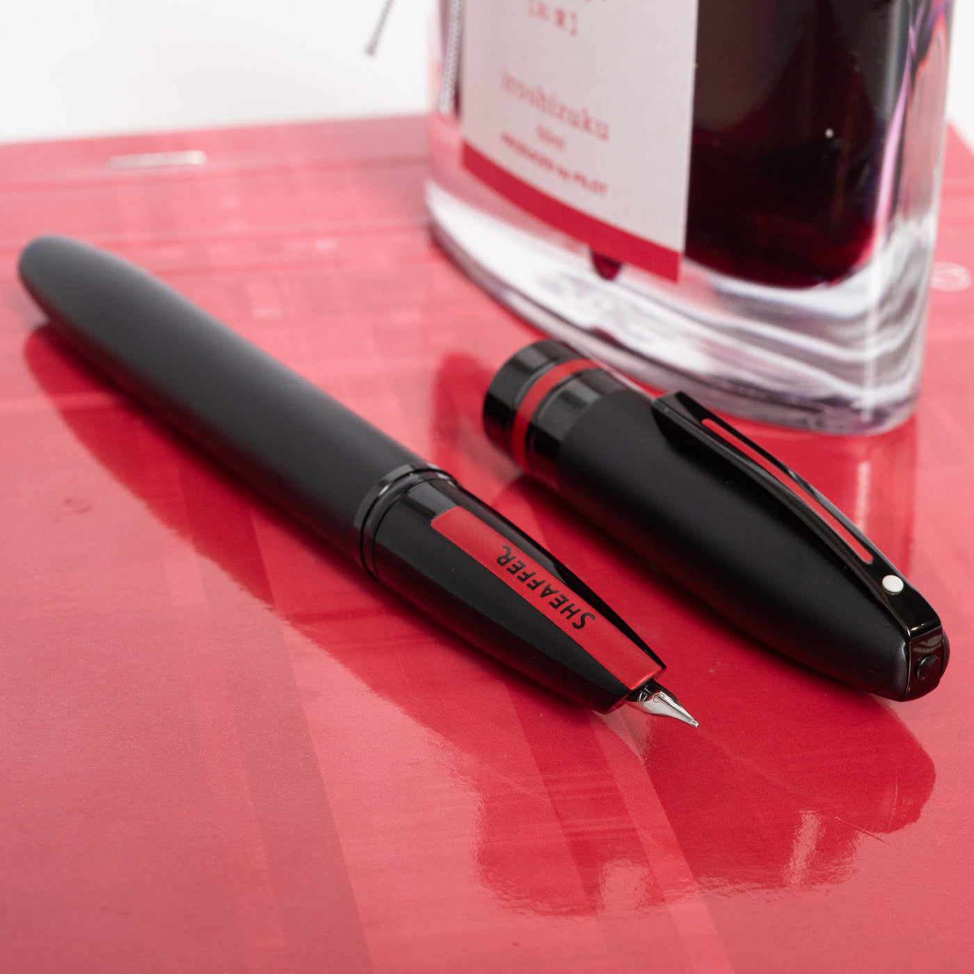  Sheaffer Icon Fountain Pen - Matte Black with Red PVD Trim racing