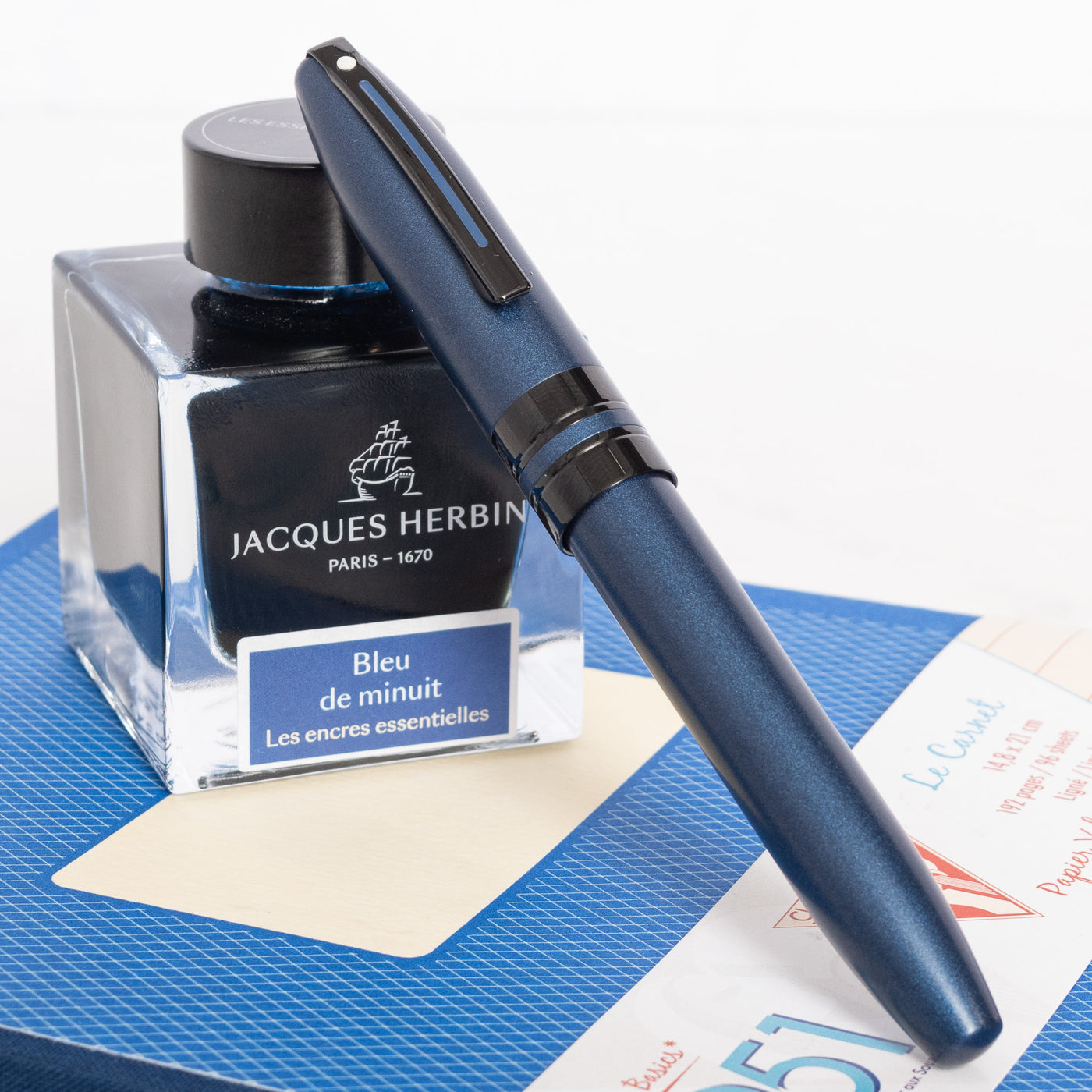 Sheaffer Icon Fountain Pen - Matte Blue with Black PVD Trim capped