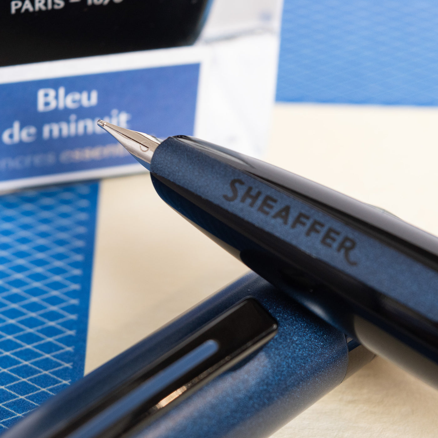 Sheaffer Icon Fountain Pen - Matte Blue with Black PVD Trim stainless steel nib