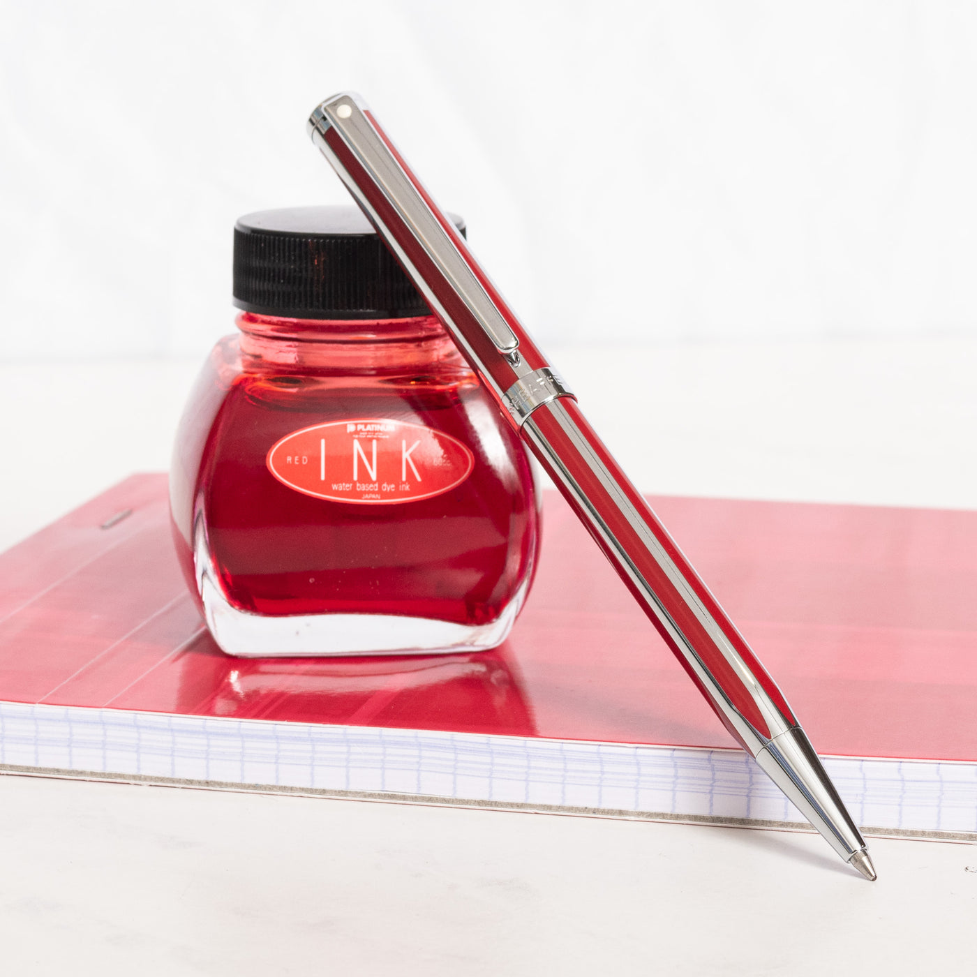 Sheaffer Intensity Ballpoint Pen in Red Stripe - Glossy Lacquer, Chrome Stripes, Polished Trim