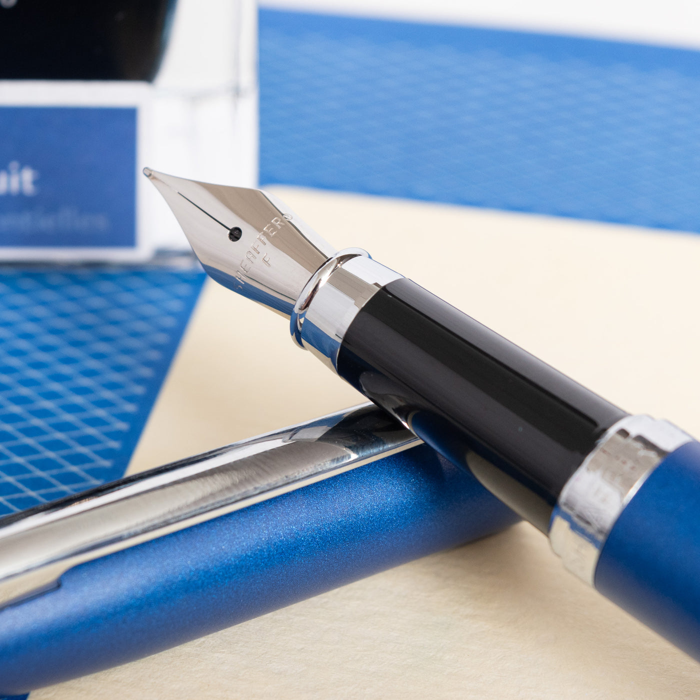  Sheaffer VFM Fountain Pen - Neon Blue stainless steel nib