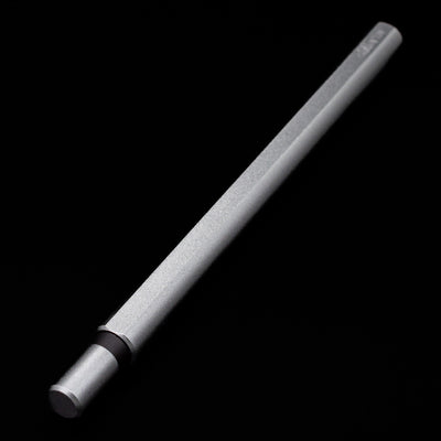 A full view of the Stilform FLOW Rollerball Pen – Comet Grey Aluminum capped but activated.