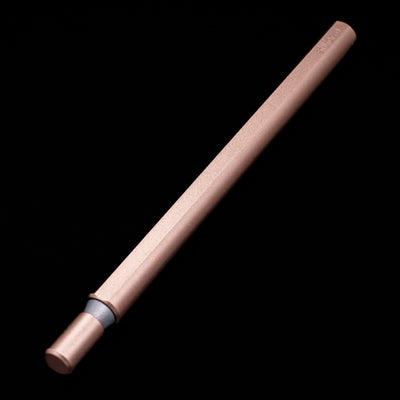 Full view of the Stilform FLOW Rollerball Pen – Rose Moon Aluminium capped but activated.