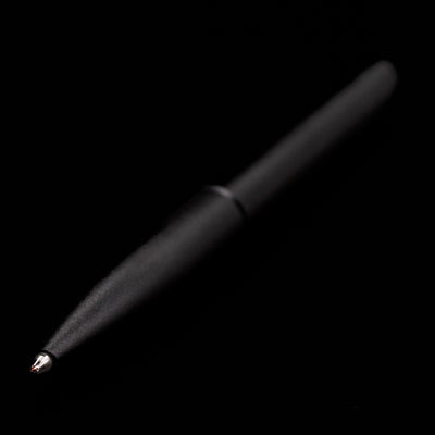 Full view of the Stilform PEN Ballpoint Pen – Warp Black Aluminum showcasing its tip.