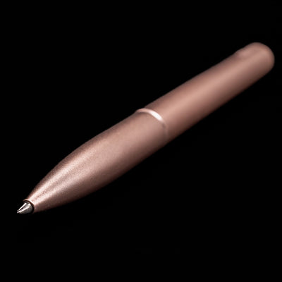 Full view of the Stilform PEN Ballpoint Pen – Rose Moon Aluminum at an angle showcasing its tip.