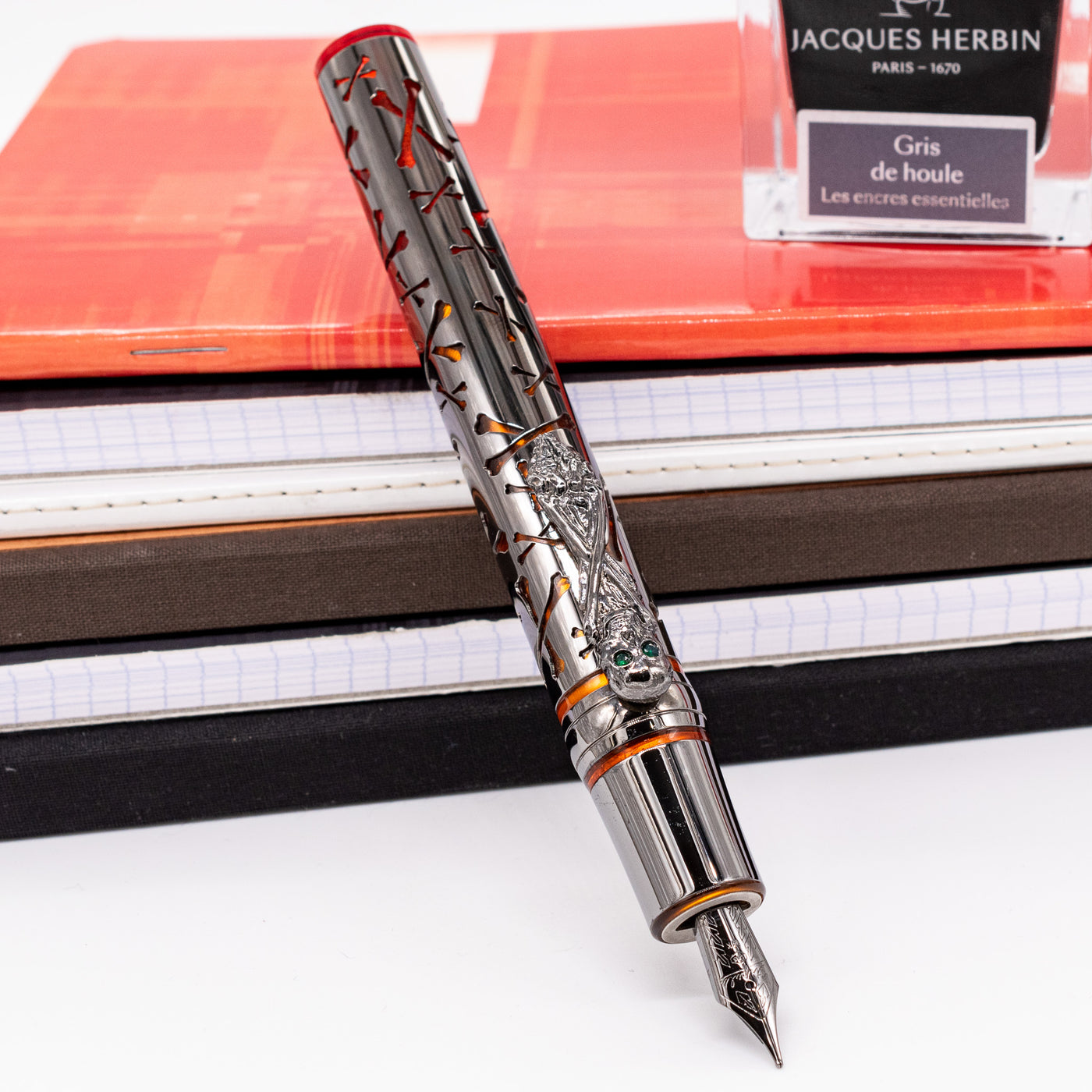 Stipula Leonardo da Vinci Capless Fountain Pen - Caribbean Orange ruthenium