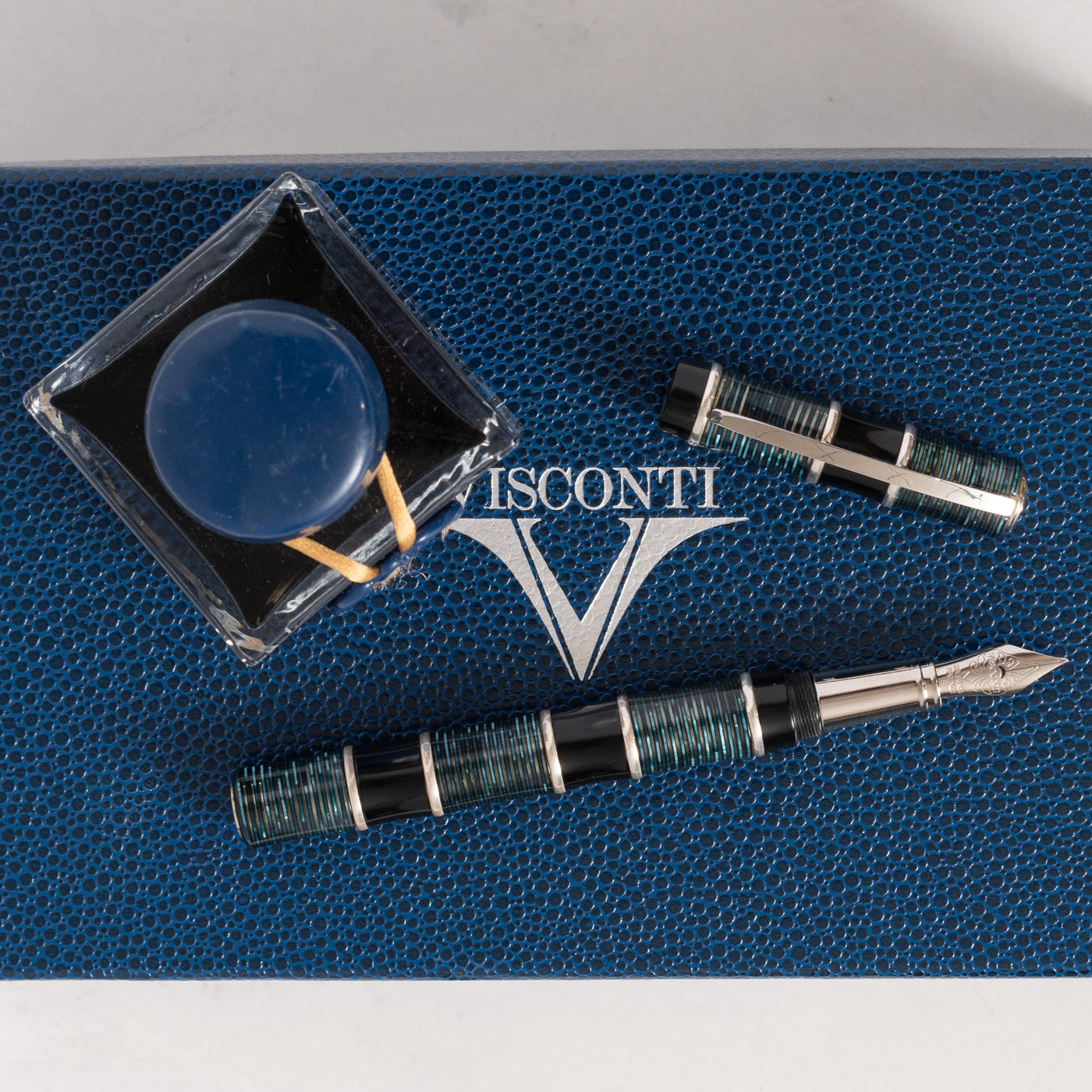 Visconti Asia Bamboo Blue Celluloid Fountain Pen Limited Edition