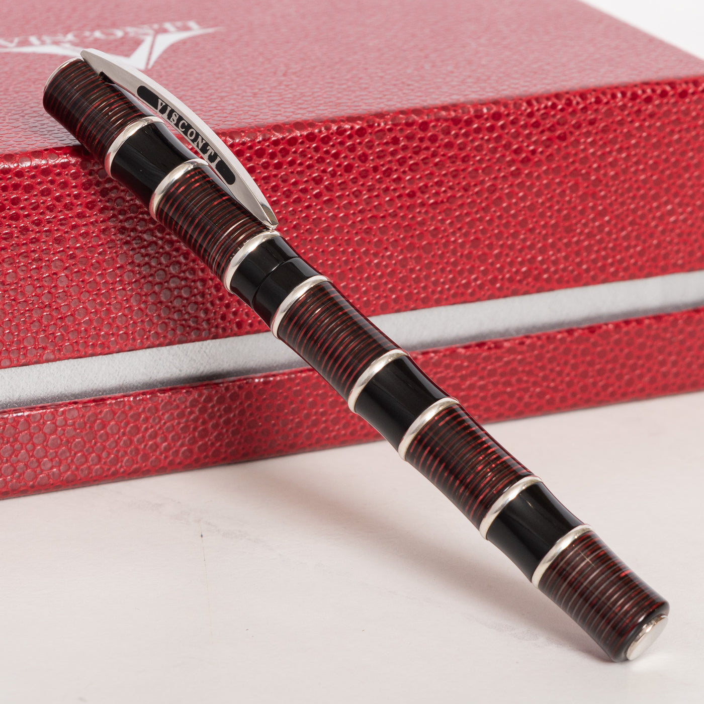 Visconti Asia Bamboo Red Celluloid Fountain Pen Capped