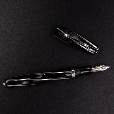 Visconti Divina Black Fountain Pen silver trim