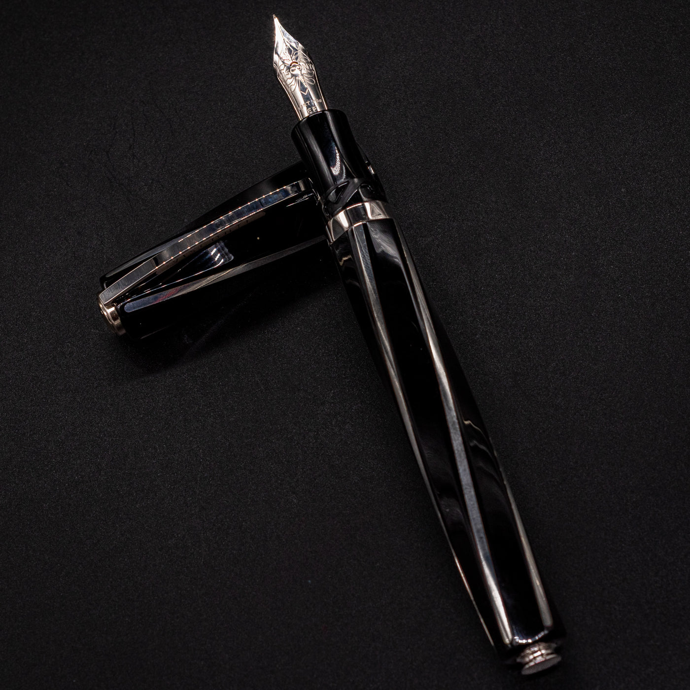 Visconti Divina Black Fountain Pen sterling silver