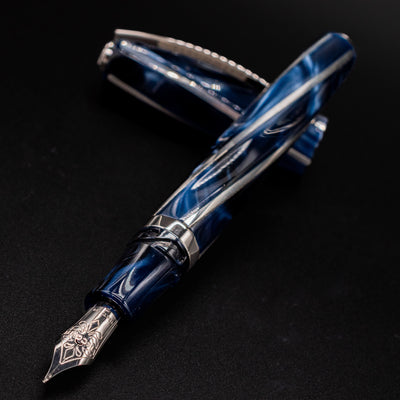Visconti Divina Elegance Imperial Blue Fountain Pen uncapped