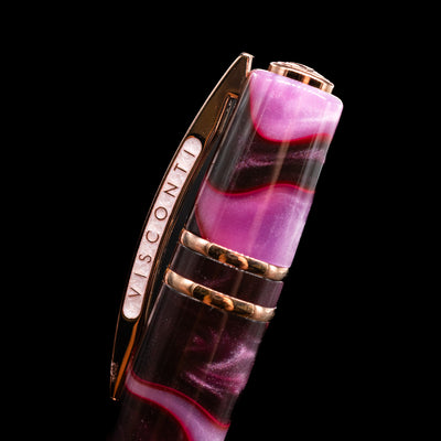 Close-up view of the cap on the Visconti Homo Sapiens Iris Garden Fountain Pen.