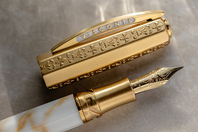 Visconti Il Magnifico Calacatta Gold Fountain Pen Uncapped