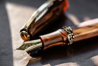 Visconti Medici Briarwood Gold Fountain Pen gold nib