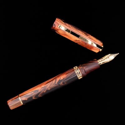 Overhead view of the Visconti Medici Briarwood Fountain Pen in Gold.
