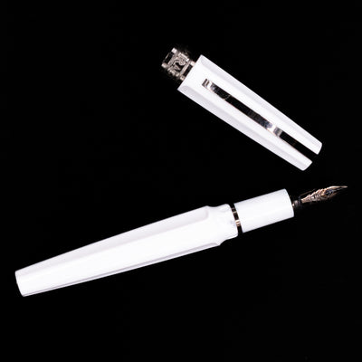 An overhead view of the Visconti Mirage Athena Fountain Pen - Preowned uncapped.