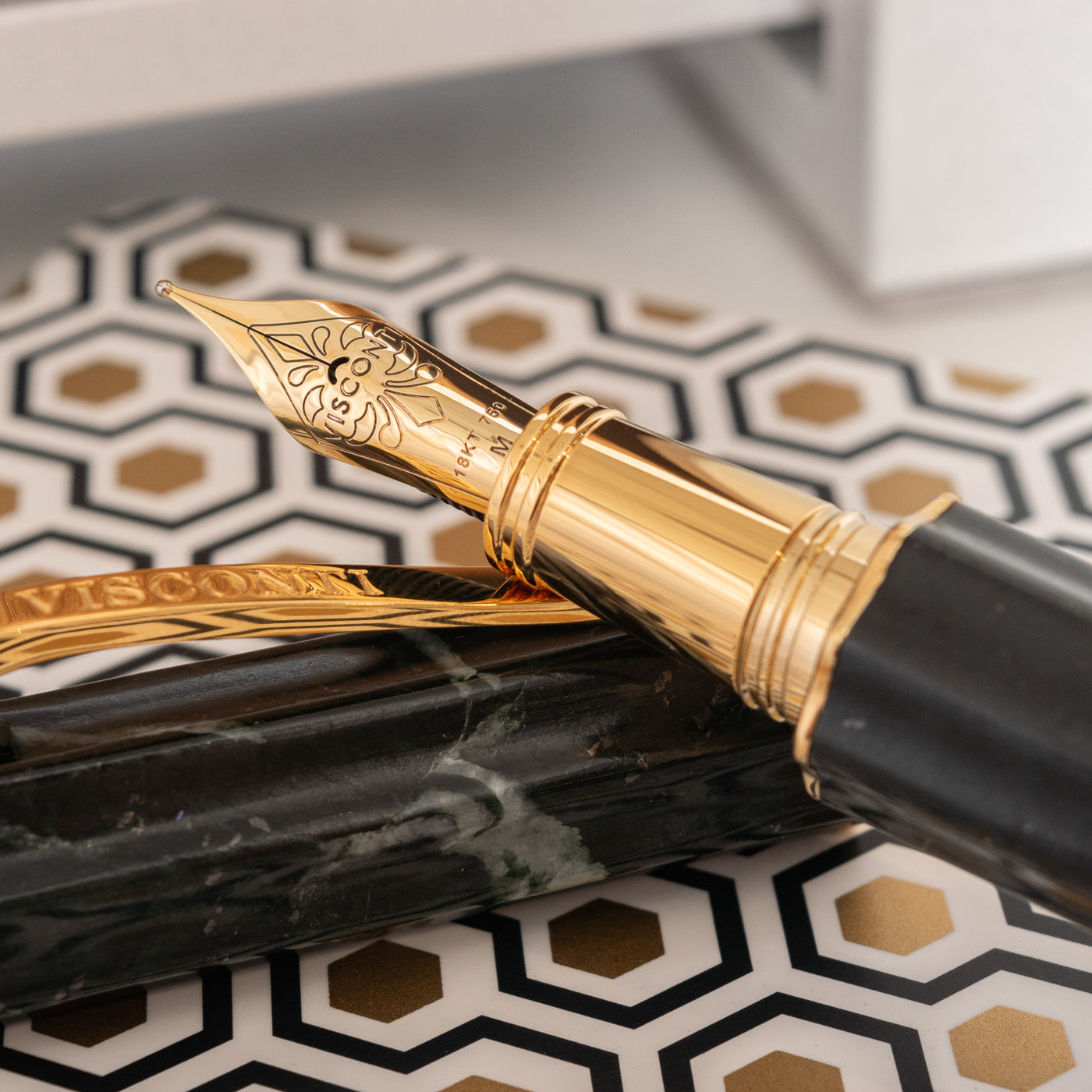 Fountain Pen, 18K Gold Nib, Marble Fountain Pen, Ink Pen for