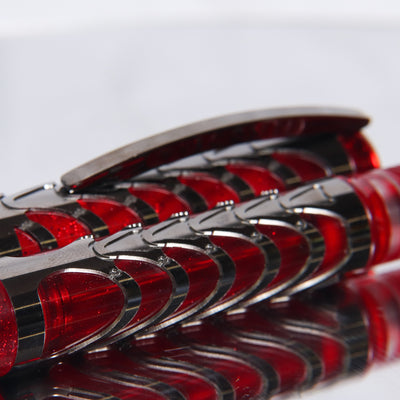 Visconti Skeleton Limited Edition Ruby Red Fountain Pen Barrel Details