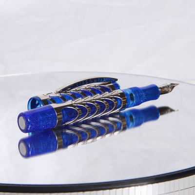 Visconti Skeleton Limited Edition Sapphire Blue Fountain Pen With Metal Barrel