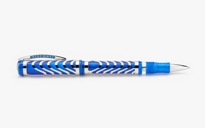 Visconti Skeleton Limited Edition Sapphire Blue Rollerball Pen Uncapped