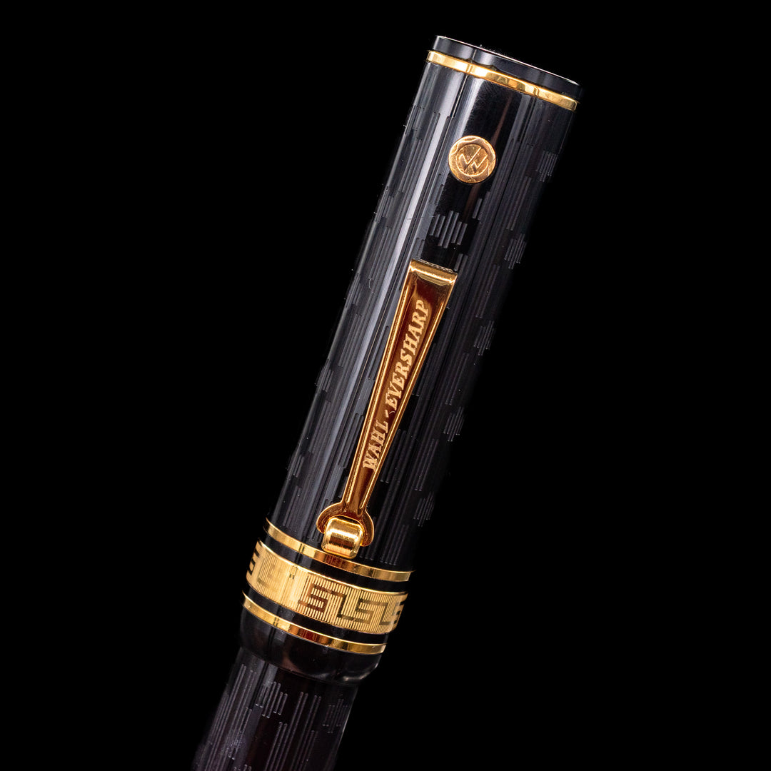 Wahl-Eversharp 万年筆 黒 Wahl Eversharp Decoband Ebonite Chased Fountain Pen - Gatsby Black
