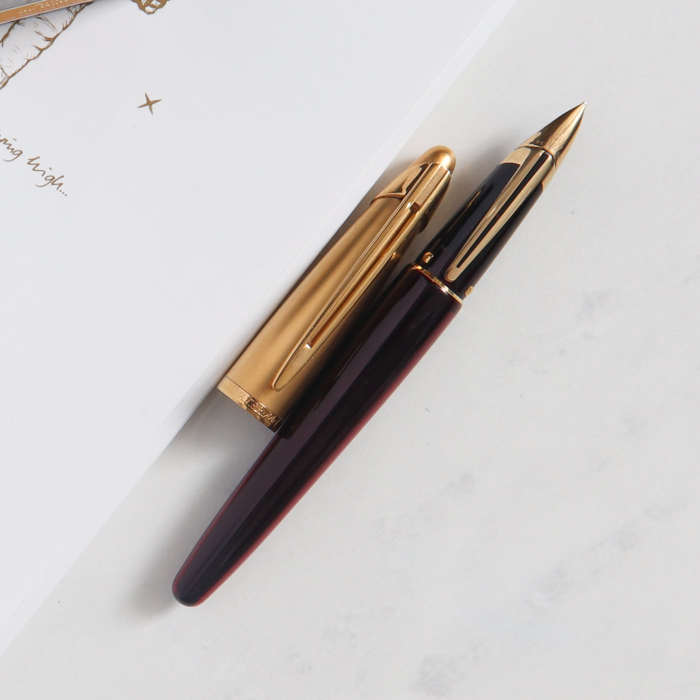 Waterman Edson Ruby Red Fountain Pen - Preowned With Gold Cap
