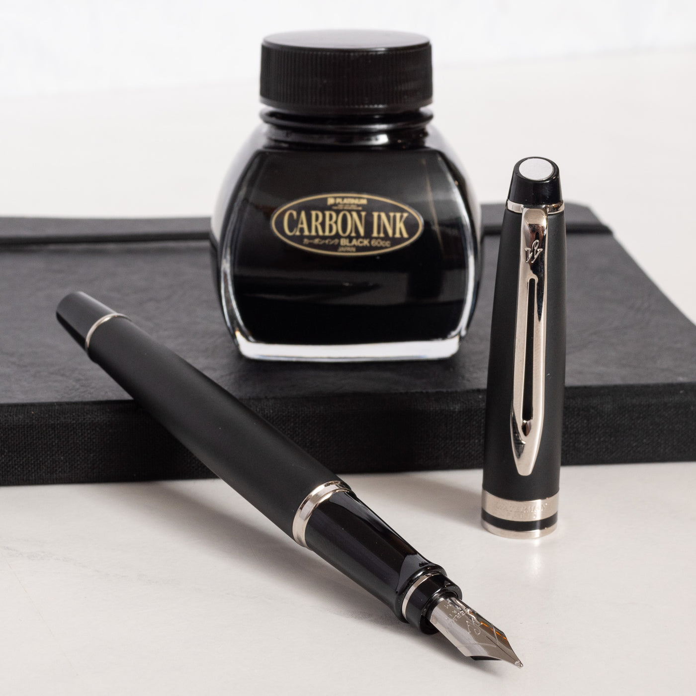 Waterman Expert Matte Black & Chrome Fountain Pen - Preowned uncapped