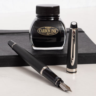 Waterman Expert Matte Black & Chrome Fountain Pen - Preowned uncapped