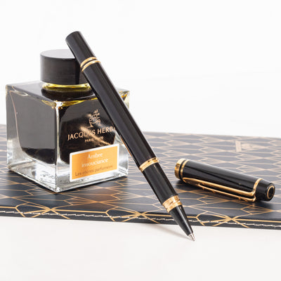 Waterman Le Man 200 Black & Gold Rollerball Pen uncapped