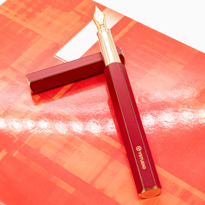 Ystudio Classic Revolve Red Fountain Pen Brass