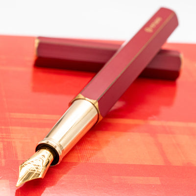 Ystudio Classic Revolve Red Fountain Pen Uncapped
