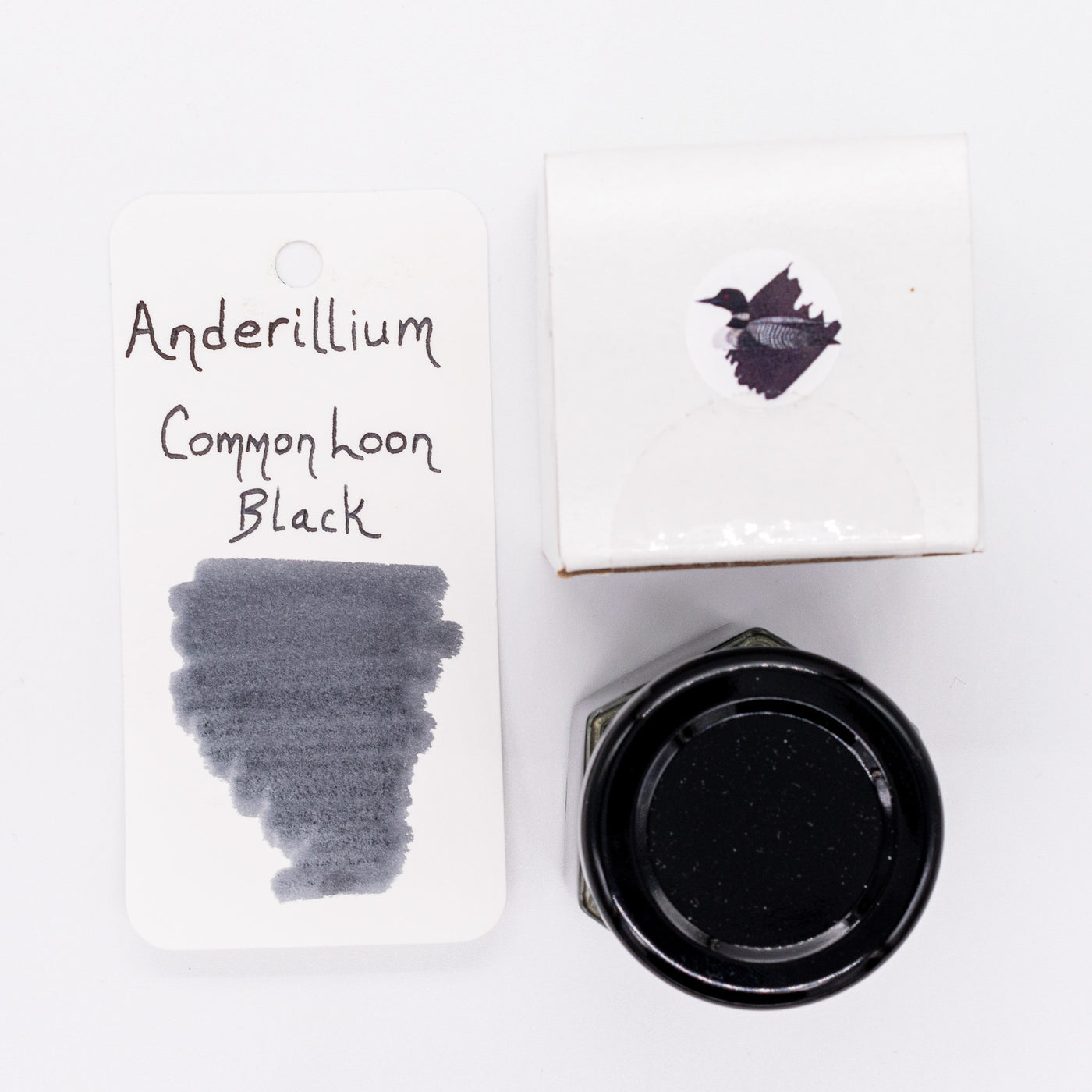 Anderillium Common Loon Black Ink Bottle 1.5oz glass