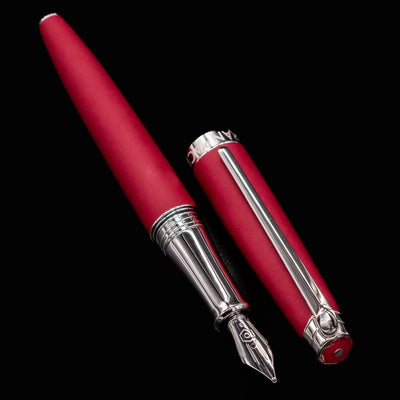 Léman V2 Burgundy barrel and cap side by side, nib facing forward