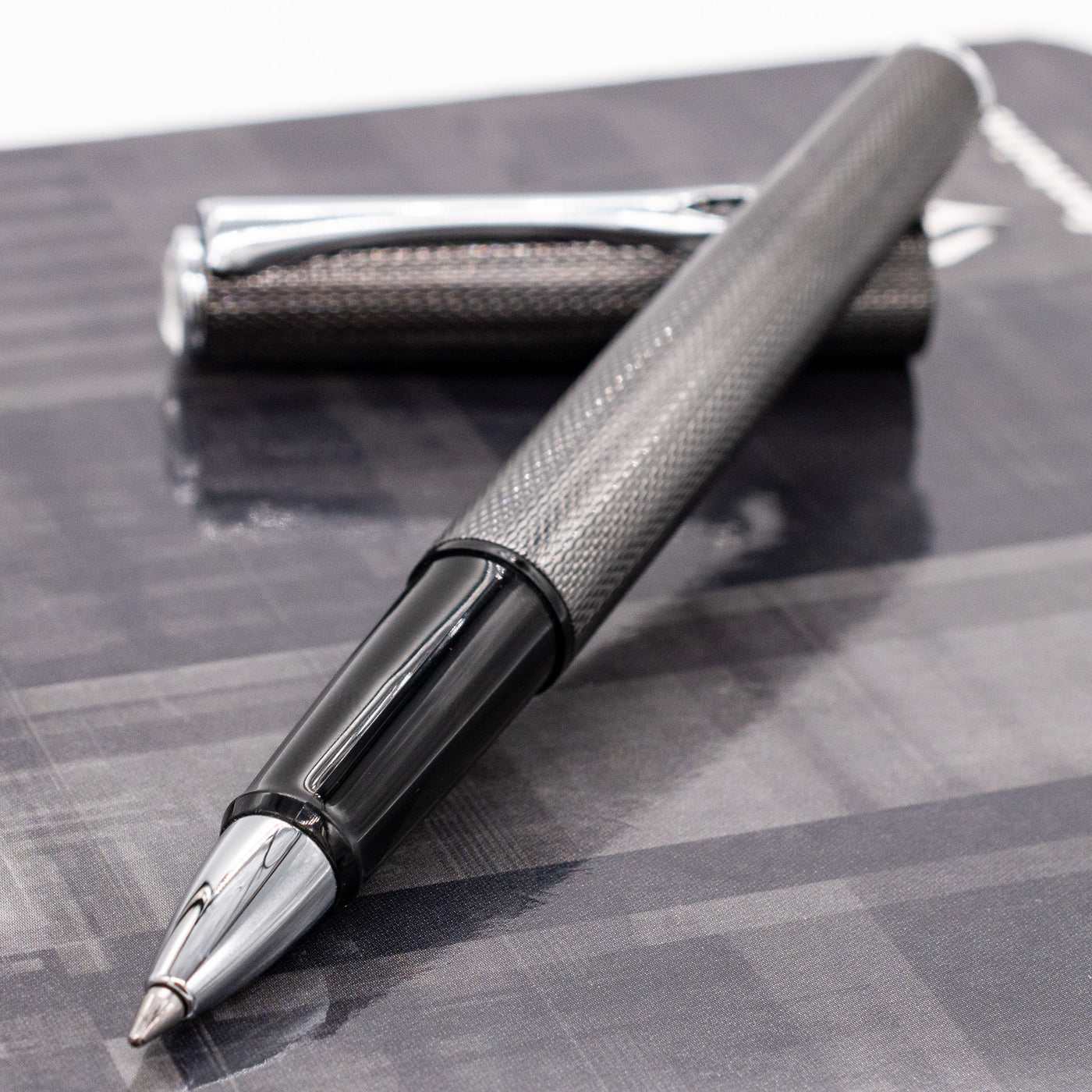 Diplomat Esteem Rollerball Pen - Black Barley silver trim
