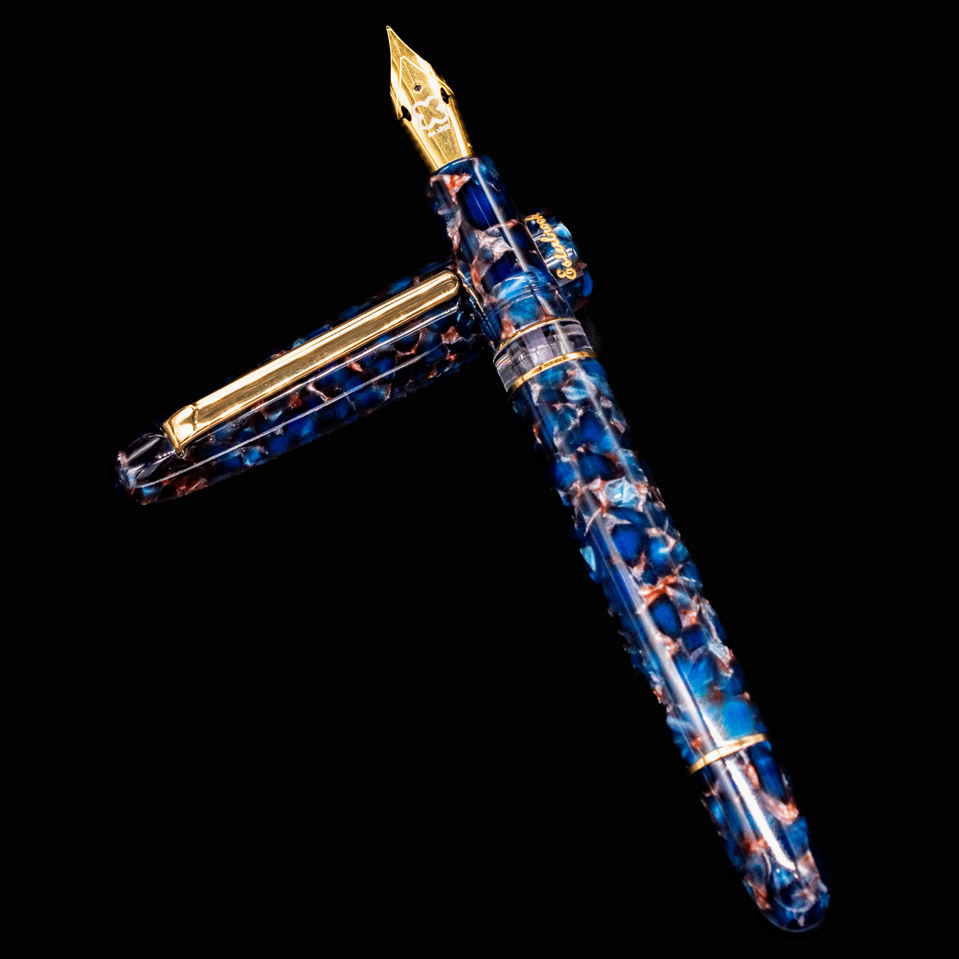 Esterbrook Estie Button Piston Fountain Pen in Nouveau Bleu with nib facing up and cap off