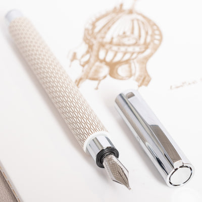 Faber-Castell Ambition OpArt White Sand Fountain Pen silver trim