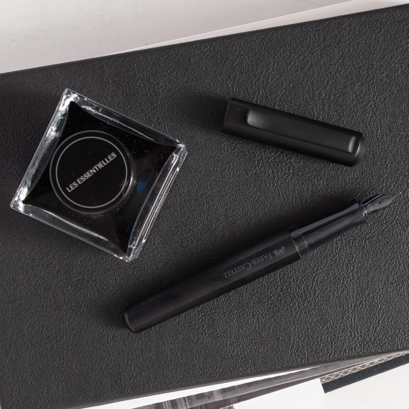 Faber-Castell Hexo Matte Black Fountain Pen uncapped