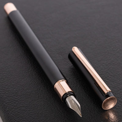 Faber-Castell NEO Slim Matte Black & Rose Gold Fountain Pen rose gold accents
