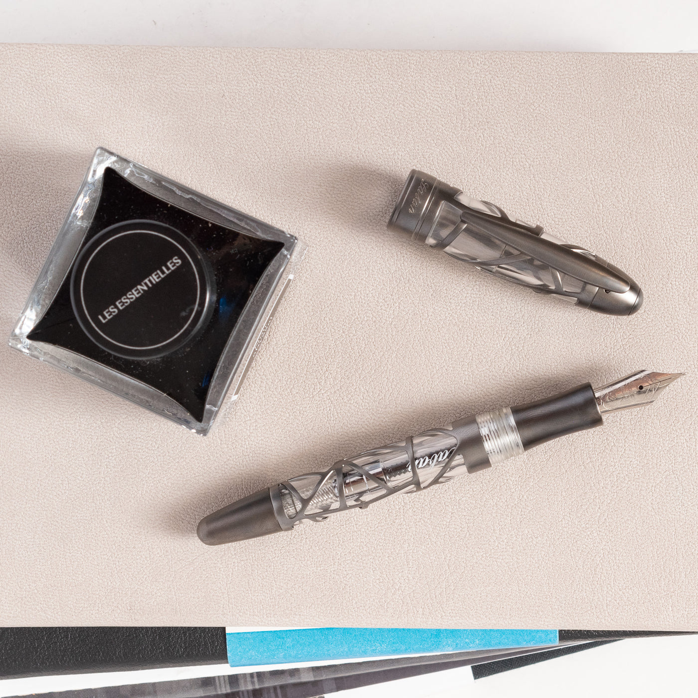 Laban Skeleton Fountain Pen - Gunmetal uncapped