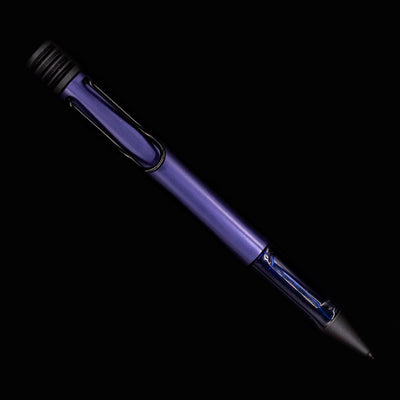 Full view of LAMY Al-Star Ballpoint Pen in Dark Dusk with aluminum body and transparent grip