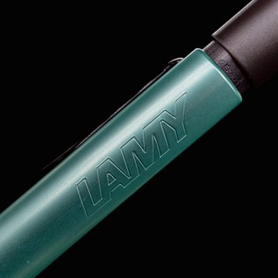 Engraved LAMY logo on mint green aluminum barrel of the Al Star Mechanical Pen