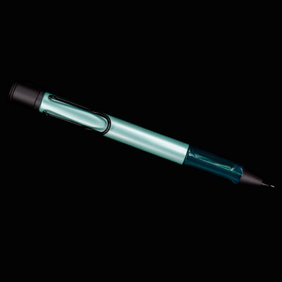 Full view of LAMY Al Star Mint Mechanical Pen with matte black trim and translucent grip